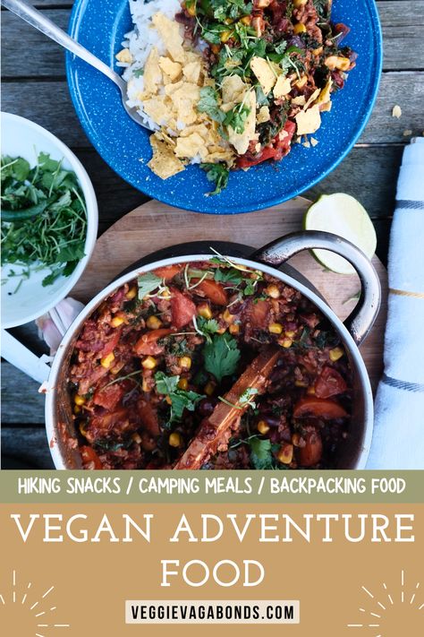 Vegan camping food and vegan backpacking food Vegan Camping Recipes, Vegan Camping Meals, Vegan Backpacking Food, Snacks To Make At Home, Vegan Camping Food, Backpacking Recipes, Camp Meals, Hiking Snacks, Vegan Stew