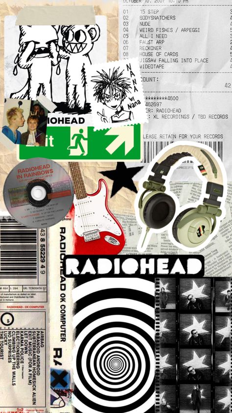 Radiohead Phone Case, Collage Phone Case Printable, Radiohead Stickers, Phone Case Backgrounds, Cute Phone Themes, Radiohead Aesthetic, Radiohead Wallpaper, Music Phone Cases, Radiohead In Rainbows