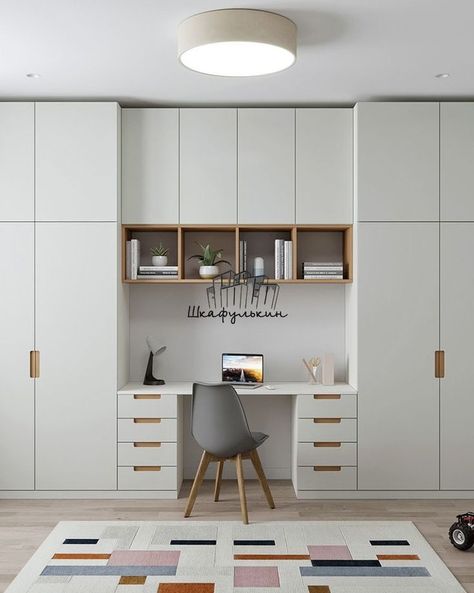 kids room wardrobe with study table Wardrobe With Study Table Design, Home Study Rooms, Study Table Designs, Modern Cupboard, Wardrobe Bedroom, Study Room Design, Bedroom Cupboard Designs, Cupboard Wardrobe, Wardrobe Interior Design