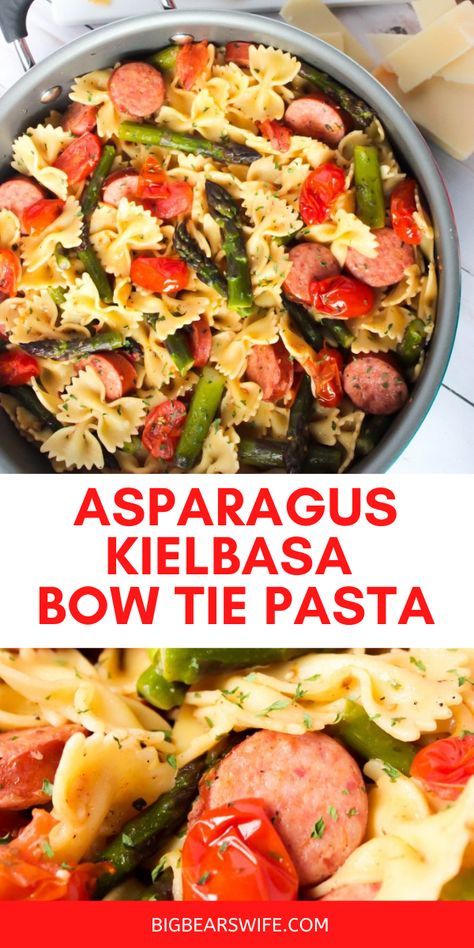 Kielbasa Pasta Recipes, Turkey Kielbasa Recipes, Cheap Pasta Recipes, Bow Tie Pasta Recipe, Kielbasa Pasta, Kielbasa And Potatoes, Bow Tie Pasta, Kielbasa Recipes, Kielbasa Sausage