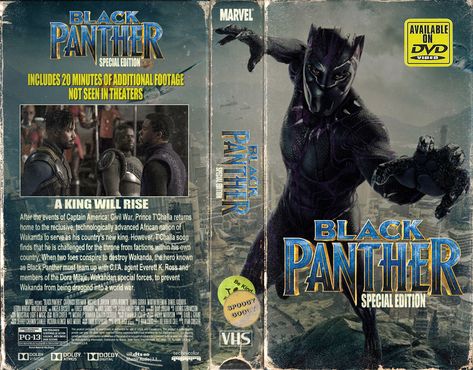 Black Panther - VHS Cover Art Avengers Universe, Vhs Cover, Dora Milaje, Vhs Box, Movie Covers, Dvd Covers, Black Panther Marvel, Oldies But Goodies, Dvd Movies