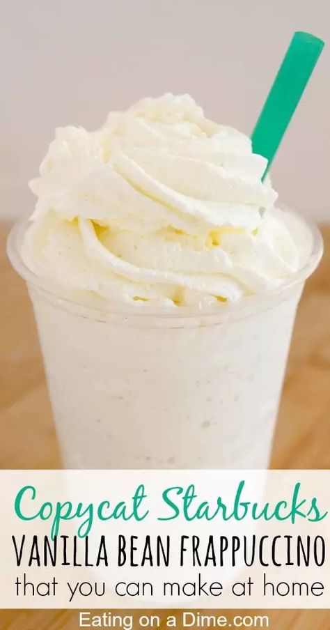 Homemade Vanilla Bean Frappachino, How To Make Vanilla Bean Frappachino, Frappachino Starbucks, Vanilla Bean Frappachino Recipe, Vanilla Bean Frappachino, Vanilla Bean Frap, Vanilla Bean Frappuccino Recipe, Starbucks Vanilla Bean, Copycat Drinks