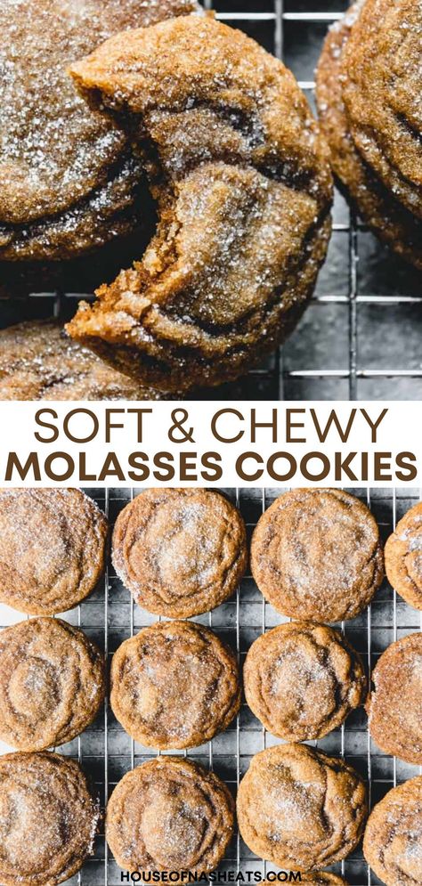 Molasses Cookies Soft Christmas, Molasses Cookies Chewy, Molasses Cookie Recipe, Soft Molasses Cookies, Molasses Cookie, Molasses Recipes, Chewy Molasses Cookies, Molasses Cookies Recipe, Cookies Chewy