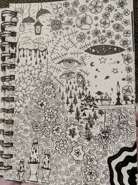 Sketch, micron pens, plants, lava lamps, random, stars Filled Page Drawings, Grunge Sketch, Sketch Pages, Hippie Drawing, Vent Book, Sketch Page, Perspective Sketch, Notebook Drawing, Art Journal Prompts