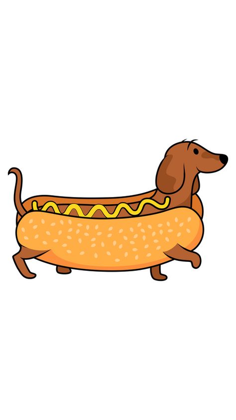 The cute dachshund really looks like a sausage, so it's no surprise that you see it in a fresh bun like a hot dog! The delicious food sticker with Hot Dog Dachshund!. Hot Dog Dog Drawing, Sausage Dog Drawing Easy, Wiener Dog Cartoon, Sausage Dog Cartoon, Hot Dogs Dibujo, Dog Cute Illustration, Weenie Dog Drawing, Sausage Dog Wallpaper, Hot Dog Wallpaper