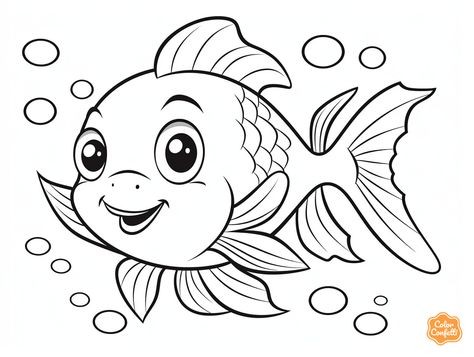 illustration of Goldfish coloring delight Goldfish Coloring Pages, Goldfish Line Drawing, Gold Fish, Fish Coloring Pages Free Printable, Fancy Goldfish Drawing, Betta Fish Coloring Page, Ocean Coloring Pages, Fish Coloring Page, Cute Fish