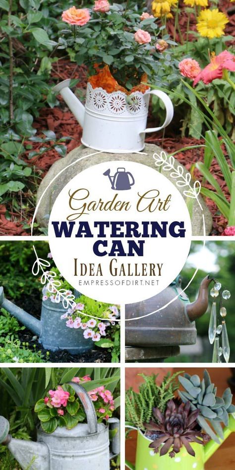 Water Can Decor, Watering Can Art, Ladders In The Garden, Landscaping Rocks, Mini Watering Can, Small Watering Can, Plastic Watering Can, Plant Watering Can, Unique Garden Art