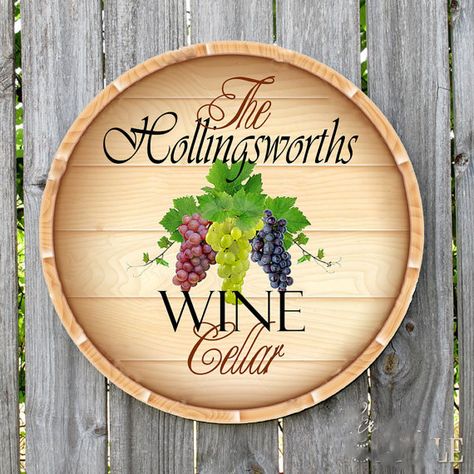 Personalized Custom Wine Lid Wine Cellar Round Metal Sign Funny Bar Signs, Beer Time, Country Signs, Wine Signs, Wine Decor, Monogram Signs, Whiskey Barrel, Diy Wine, Rustic Country Wedding