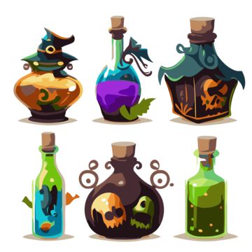 Sticker Clipart, Animated Halloween, Halloween Potion, Halloween Potion Bottles, Halloween Potions, Potion Bottles, Potion Bottle, Png Transparent Background, Free Png