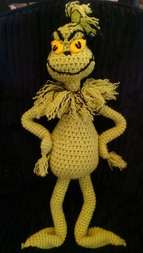 FREE Grinch Inspired Doll Pattern! - YarnWars.com Crochet Grinch, Mr Grinch, Crochet Xmas, Holiday Crochet, Christmas Crochet Patterns, Crochet Videos, Crochet Toys Patterns, Doll Pattern, Crochet Patterns Amigurumi