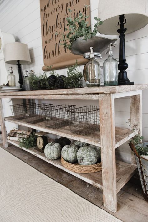 Farmhouse Dining Room Buffet, Diy Farmhouse Ideas, Diy Farmhouse Decoration, Farmhouse Sofa, Farmhouse Buffet, Dining Room Console, Rustic Tv Stand, Diy Tv Stand, Table Decorating