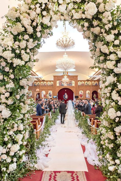 Coptic Orthodox Wedding, Church Arch Wedding, Church Entrance Wedding Decorations, Church Wedding Decorations Aisle Entrance, Church Wedding Decorations Elegant, Coptic Wedding, Ivory And Blush Wedding, Orthodox Church Wedding, Wedding Ceremony Entrance