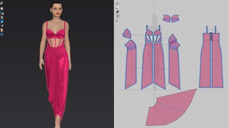 Fashion 3d (Marvelous designer/ Clo 3d) 3d Fashion Design Software, Marvelous Designer Pattern Dresses, Clo 3d Fashion Design, Clo 3d Pattern, Clo3d Patterns, Marvelous Designer Pattern, Clo3d Design, Clo 3d Fashion, Fashion Design Software