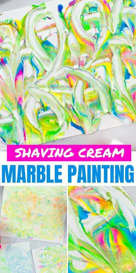 Colorful Shaving Cream Art for Kids | Kids Activities Blog Shaving Cream And Glue Puffy Paint, Shaving Cream Art For Kids, Shaving Cream Crafts For Kids, Shaving Cream Art, Shaving Cream Painting, Marbles Crafts, Toddler Painting, Cream Marble, Ice Cream Art