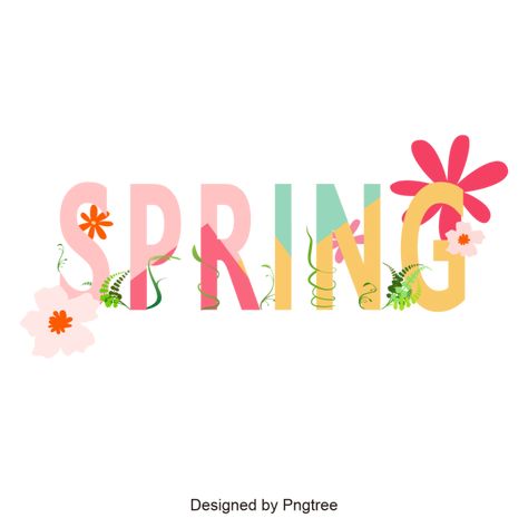 Spring Typography, Spring Logo, Spring Cartoon, Spring Font, Merry Christmas Typography, Spring Flowers Background, Pink Flowers Background, Spring Writing, Spring Words