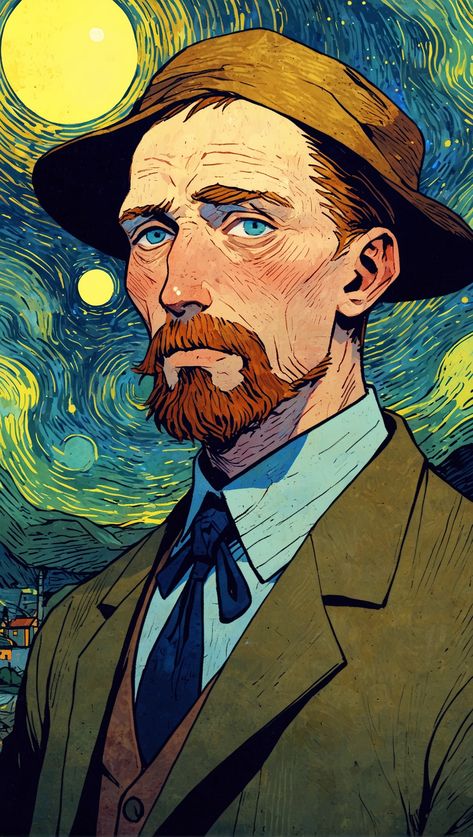 Vincent Van Gogh~ Junji Ito~ H. P Lovecraft~ Suteki Da Ne. Masterpiece. Moo moo. Matrixcore. Beautiful. God rays. Croquis, Vincent Van Gogh Illustration, God Art Reference, Pinturas Van Gogh, Von Gough, Van Gogh Illustration, Junji Ito Art, Junji Ito Wallpaper, Van Illustration