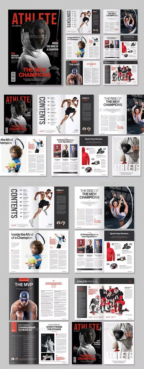 Sports Magazine Template, Print Templates | GraphicRiver Sport Magazine Layout, Photography Portfolio Layout, Sports Magazine Covers, Sport Magazine, Sports Magazine, Magazine Layout Design, Magazine Cover Design, Book Layout, Sports Clubs