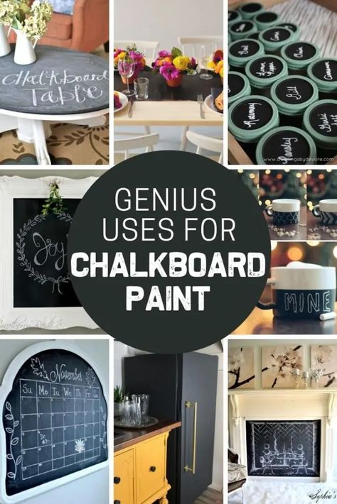 Chalkboard paint can be used in so many different ways, all around your home! Here are 14 genius chalkboard paint ideas to get you started. Chalkboard Vinyl Ideas Cricut, Easy Chalkboard Art Simple, Chalkboard Decor Ideas, Home Chalkboard Sign, Chalkboard Ideas For Kitchen, Latest Craft Ideas, Chalkboard Paint Projects, Chalkboard Paint Wall, Chalkboard Paint Ideas