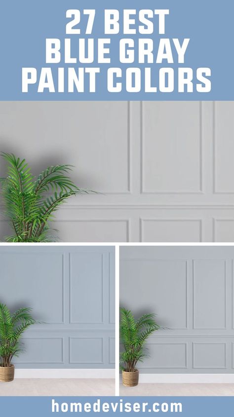 27 Best Blue Gray Paint Colors for Home Blue Hallway Paint, Neutral Blue Paint, Neutral Blue Paint Colors, Behr Blue Paint Colors, Slate Blue Paint Colors, Blue Paint Color Palettes, Steel Blue Paint, Dusty Blue Paint, Light Blue Grey Paint