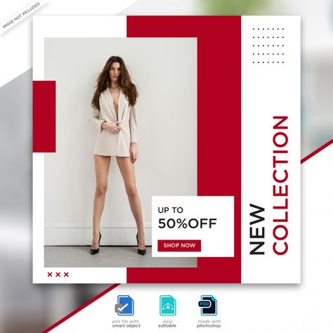 Fashion sale social media post template ... | Premium Psd #Freepik #psd Fashion Instagram Post Ideas, Fashion Creative Post, Fashion Poster Design Ideas, Fashion Post Design, Fashion Social Media Design, Fashion Ads Design, Social Media Clothes, Clothes Poster, Fashion Social Media Post