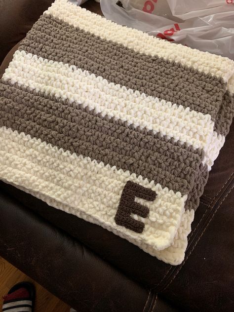 How To Crochet Letters Into Blanket, How To Put Names On Crochet Blankets, Crochet Blanket With Name, Crochet Letters On Blanket, Crochet Baby Blanket With Name, Name On Crochet Blanket, Crochet Name Blanket, Crochet Baby Blanket Initials, Embroider Name Crochet Blanket