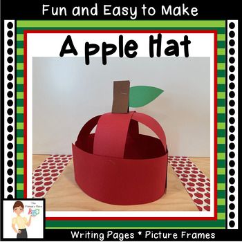 This apple hat is not only a super cute craft, but also easy to make. These work great to wear for a special Apple Day event or for an apple theme week at school. You can use construction paper or card stock. You can make the apple hats not just red, but also green or yellow for variety. Included are writing pages, so that students can write the steps they followed to make their hats. There are also 3 Apple Day picture frames. You can take a picture of each student wearing their hat. Print them out in color and attach to the frame as a fun little keepsake for the parents.Have fun!JennClick on the FOLLOW button to find out when new products become available. Apple Hats, Apple Theme Week, Apple Crafts Preschool, Apple Day, Preschool Apple Theme, Apple Hat, Apple Lessons, Preschool Crafts Fall, Apple Preschool