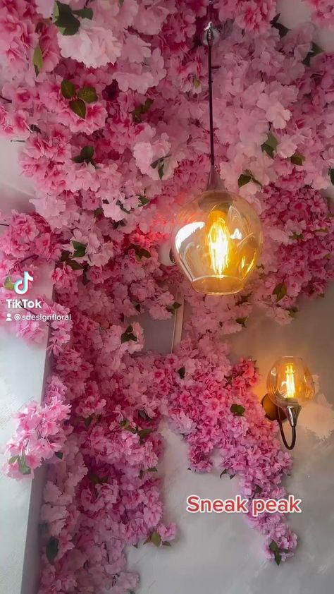 Flower Room Decor, Kraf Kertas, Seni Dan Kraf, Beauty Room Decor, Pink Cherry Blossom, Flower Room, Nail Room, Salon Interior Design, Cute Bedroom Decor