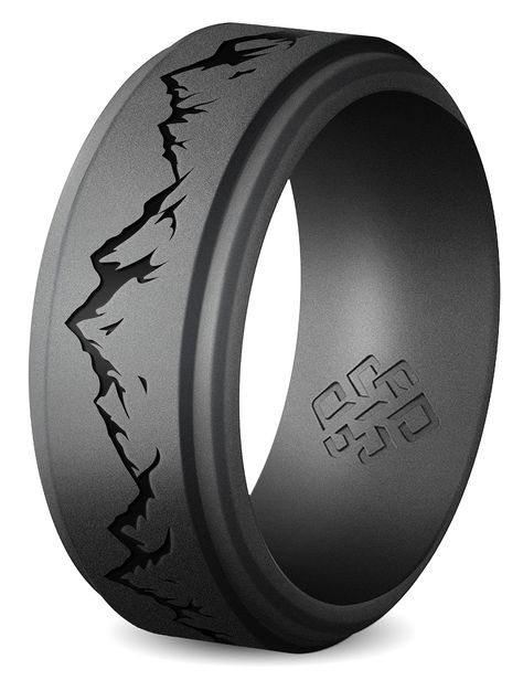 PRICES MAY VARY. 【 SOPHISTICATED DESIGNS LIKE NO OTHER 】Do you find most silicone wedding bands look alike? Stand out with our stunning 360º engraved silicone rings, designed in Canada. Individually laser-engraved for the most detailed, unique rings that other rubber wedding rings simply can't compete with. 【 MUST-HAVE FOR ACTIVE LIFESTYLE 】If you travel, gym, play sports, play music, cook, or love the outdoors - our silicone rings will accompany you 24/7 and never get in the way of enjoying lif Men Promise Rings Boyfriends For Him, Silicone Wedding Rings Men, Cool Mens Wedding Rings, Male Rings Wedding, Black Mens Wedding Ring, Wedding Rings For Men Unique, Men’s Ring, Men’s Wedding Rings, Men Promise Rings