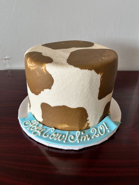 20th Birthday Cake, Cake Brown, Cow Cake, 20 Birthday Cake, Cow Spots, Brown Cow, 20th Birthday, Birthday Cakes, First Birthdays