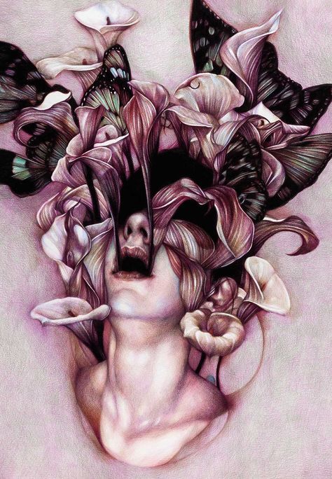 Marco Mazzoni, Euphoria, 2012. Colored pencils on paper, 65 x 45cm  © Marco Mazzoni. Marco Mazzoni, Yuumei Art, Art Amour, Desenho Tattoo, Arte Obscura, Foto Art, Wow Art, A Level Art, 판타지 아트