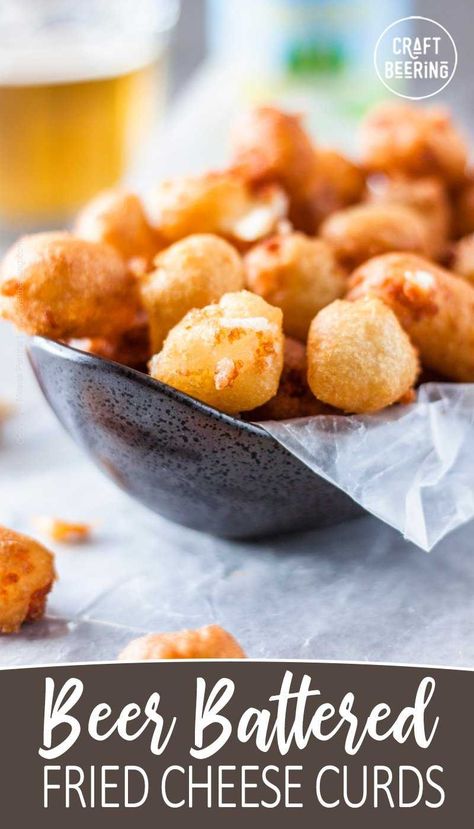 Deep Fried Cheese Curds, Cheese Curds Recipe, Beer Battered Fries, Wisconsin Cheese Curds, Cheddar Cheese Curds, Fried Cheese Curds, Beer Snacks, Fried Cheese, Beer Battered