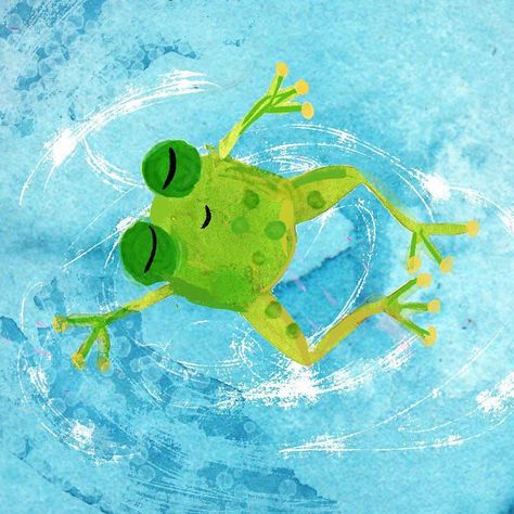 Little Frog Drawing, Easy Frog Painting, Frog Art Illustration, Frog Artwork, Cute Frog Painting, Cute Animal Paintings, Frog Painting Easy, Cute Frogs Art, Frog Watercolor