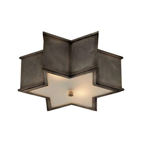 Visual Comfort AH4016GM-FG Alexa Hampton 2 Light Small Sophia Flush Bronze Mount in Gun Metal with Frosted Glass Star Lights On Ceiling, Sleeping Porch, Star Ceiling, Alexa Hampton, Mcgee & Co, Metal Stars, Glass Diffuser, Flush Mount Ceiling, My New Room