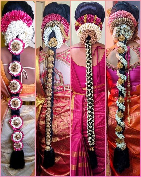 Bridal Poola Jada Models, Bride Poolajada, South Indian Bride Look Hairstyles, Bridal Jada Models, Latest Pulla Jada For Bride, Bridal Reception Hairstyle For Saree, Muhurtham Jadai Hairstyle, Baby Shower Makeup Ideas Indian, Baby Shower Jadai Design