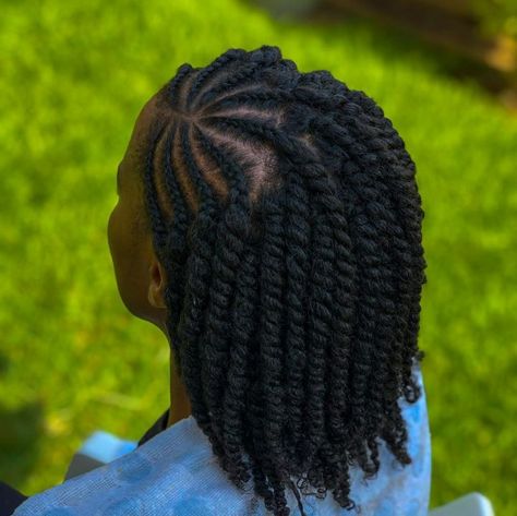 Two Strand Twist With Cornrows, Two Strand Twist With Braids, Flat Twist Into Two Strand Twist, Flat Twist Protective Hairstyles, Two Strand Twist Protective Hairstyles, Two Strand Twist Hairstyles Natural Hair Women, Flat Twist With Two Strand Twist, Two Strand Hairstyles, Natural Hair Flat Twist Styles Updo