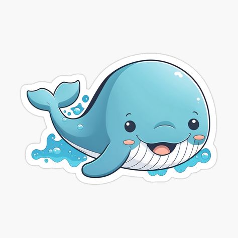 Get my art printed on awesome products. Support me at Redbubble #RBandME: https://www.redbubble.com/i/sticker/Kawaii-cute-baby-whale-sticker-by-Zoiden/142496682.EJUG5?asc=u Whale Cartoon, Whale Sticker, Cartoon Whale, Cute Whale, Baby Whale, Cute Whales, Whale Art, Cute Easy Drawings, Animal Stickers