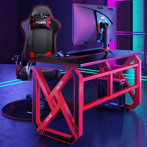 Steel Furniture Design, Internet Cafe, Metal Furniture Design, Bar Games, Custom Desk, House Furniture Design, Table Cafe, Computer Table, Gaming Desk