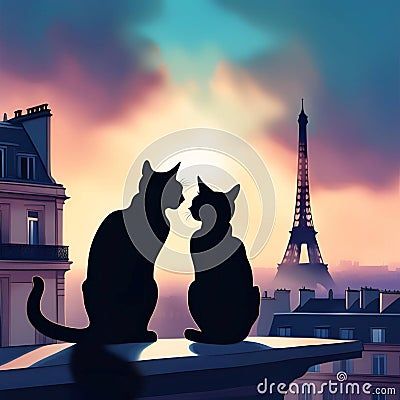 ai-generated-image-two-adorable-cats-stand-together-front-iconic-eiffel-tower-paris-france-gazing-lovingly-each-other-s-eyes-capturing-sweet-moment-feline-affection-romantic-city Cat Stands, Romantic City, Adorable Cats, Paris France, Eiffel Tower, Feline, Cute Cats, Tower, In This Moment