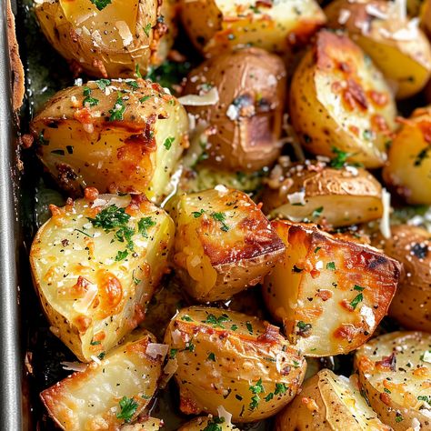 Browned Butter Roasted Potatoes with Parmesan Brown Butter Potatoes, Butter Roasted Potatoes, Greek Style Potatoes, Garlic Parmesan Potatoes, Parmesan Roasted Potatoes, Butter Potatoes, Herb Roasted Potatoes, Parmesan Potatoes, Browned Butter