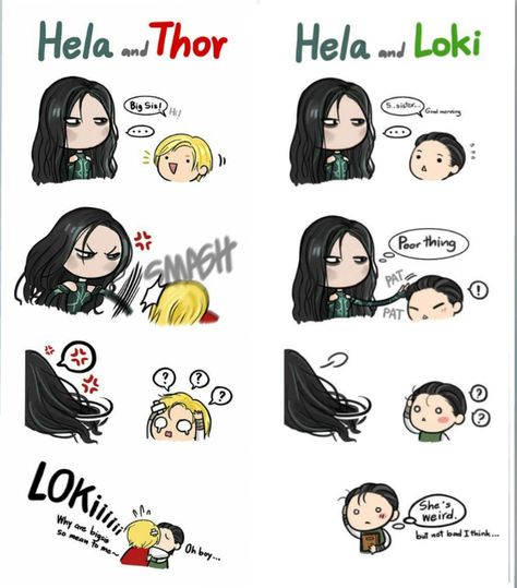 Marvel Hela, Baby Marvel, Marvel Comics Funny, Baby Avengers, Marvel Headcanon, Thor X Loki, Best Marvel Characters, Loki Fanart, Marvel Drawings