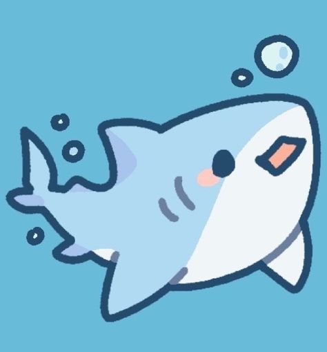 Kawaii Shark Drawing, Cute Shark Drawing Kawaii, Shark Pfp Cute, Shark Profile Picture, Matching Shark Pfps, Shark Chibi, Kawaii Shark, 50 Tattoo, Cartoon Sea Animals