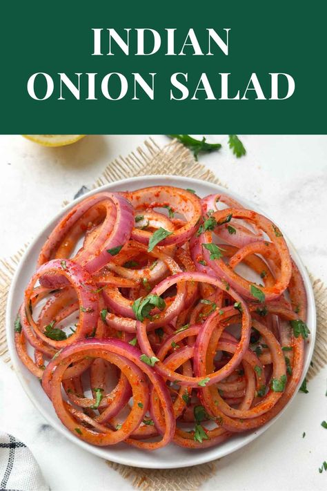 Onion Salad Indian, Indian Onion Salad, Onion Recipes Indian, Indian Canapes, Indian Condiments, Indian Salad Recipes, Indian Food Party, Indian Dinner Menu, Salad Indian