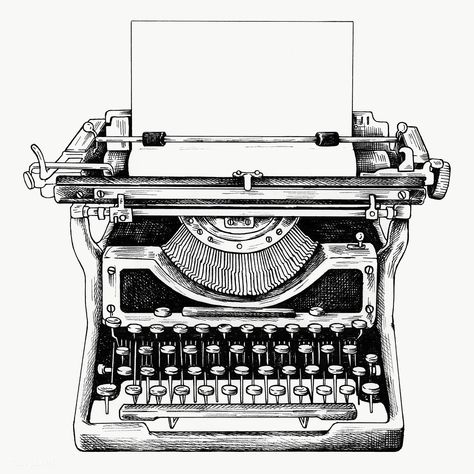 Typewriter Drawing, Typewriter Tattoo, Writing Machine, Typewriter Art, Zestaw Ikon, Retro Typewriter, Hand Images, Vintage Typewriters, Vector Hand