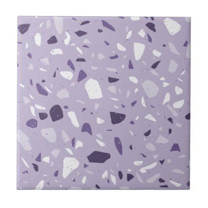 Modern Terrazzo Purple White on Purple Ceramic Tile Pink Terrazzo Floor, Purple Terrazzo, Coloured Terrazzo, Terrazzo Hexagon Tiles Pink, Square Tiles Purple, Interior Textures, Modern Terrazzo, Terrazzo Print, Purple Tile