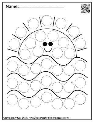 summer dot markers free printables for kids , preschool coloring pages perfect in summer season and holidays for toddlers, preschool, and kindergarten Dot Markers Art, Dot Marker Printables, Dot To Dot Printables, Summer Preschool Crafts, Summer Preschool Activities, Crafts Summer, Preschool Activities Printable, Dot Marker Activities, Summer Worksheets