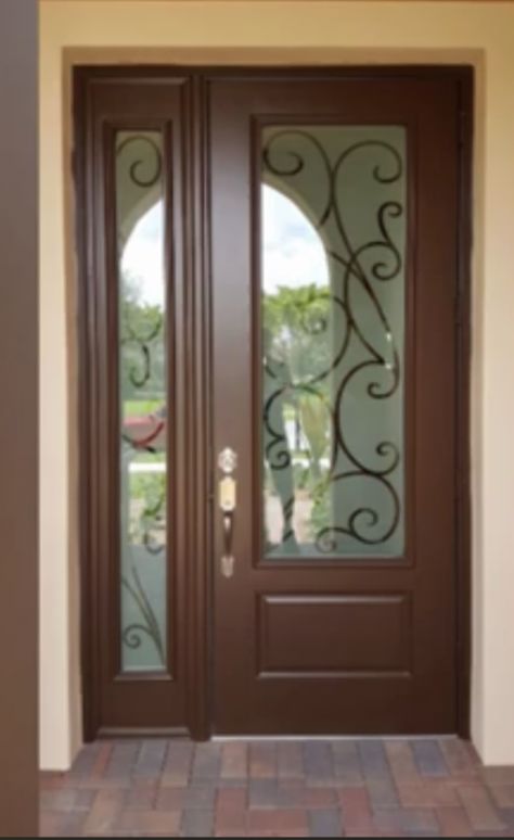 Wooden Door Glass Design, Main Door Glass Design Entrance, Door Design With Glass And Wood, Entrance Panelling, Terrace Door, Pintu Interior, Entry Door Designs, Exterior Door Designs, Window Glass Design