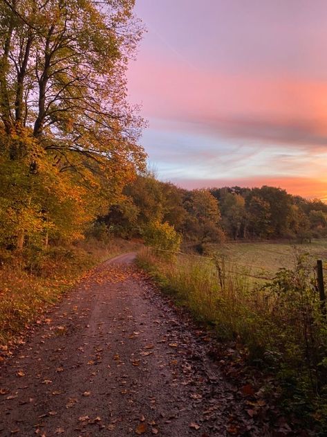 sunrises are better in fall #countryside #autumn Fall Mood Board, Fall Mood, Pretty Landscapes, Dirt Road, Autumn Scenery, Fall Pictures, Autumn Vibes, American Beauty, Autumn Cozy