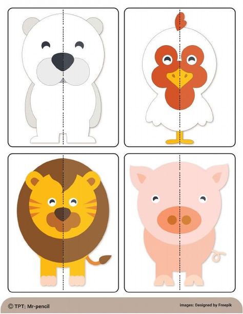 Animal Puzzle Printable, Animal Pictures For Kids, Farm Animals Preschool, Duck Dog, Maluchy Montessori, Baby Learning Activities, Alphabet Matching, Flashcards For Kids, Animal Puzzle