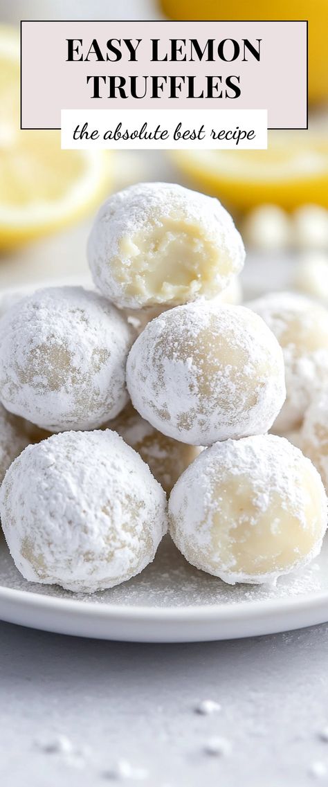 Image for Easy Lemon Truffles No Bake Lemon Truffles, No Bake Lemon Balls, Lemon Holiday Desserts, Truffles That Dont Need Refrigeration, Lemon Truffle Balls, Lemon Flavored Desserts, Lemon Truffles No Bake, No Bake Truffles Easy, Handheld Desserts For A Crowd