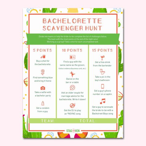 It's not a bachelorette weekend without a few fun games to get the party started! We created four classic and fun fiesta-themed bachelorette party activities the entire bride squad will love. Choose from a Bachelorette Party Scavenger Hunt, Drink If Drinking Game, Groom Quiz, Bridal Trivia or purchase the bundle and get one game free! Pair with matching Final Fiesta bachelorette party invitations, cups, coozies and shirts from our Final Fiesta Bachelorette Party Collection to complete the theme. Kings Cup Drinking Game, Champagne Campaign Bachelorette, Bachelorette Party Games Scavenger Hunt, Party Scavenger Hunt, Final Fiesta Bachelorette, Bachelorette Party Activities, Bachelorette Scavenger Hunt, Bachelorette Party Drinks, Fiesta Bachelorette Party